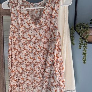 Kohl's Floral Tank Top - Orange and White
